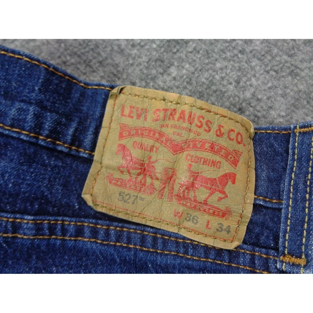 Levis 527 Jeans Mens 36x34 Blue Medium Wash Regular Bootcut Denim Pants Western